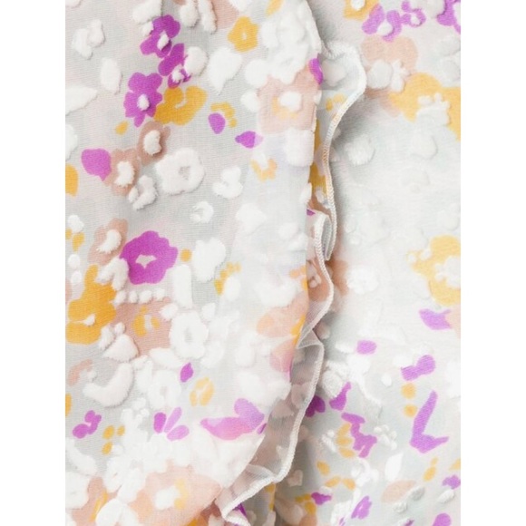 SEE BY CHLOÉ • Multicolor Floral Velvet Burnout Ruffle Long Sleeve Silk Blouse - Picture 4 of 16